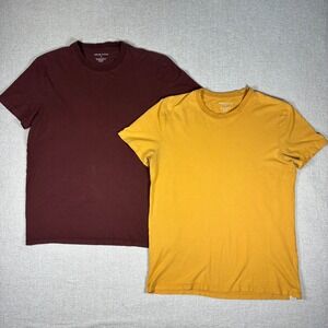 Taylor Stitch T-Shirt 38 Single Stitch Mens Burgundy Mustard Organic Cotton Hemp